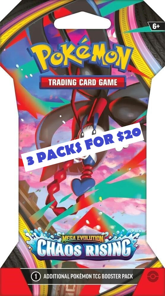 Pokémon Mega Evolution Chaos Rising Booster 3 Pack Bundle
